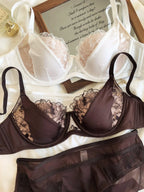 YUQI French Retro Lace Lingerie Set -Push Up Minimizer Bra with Soft Underwire for Large Bust,Sexy Bralette & Panty Set,Hot Sale