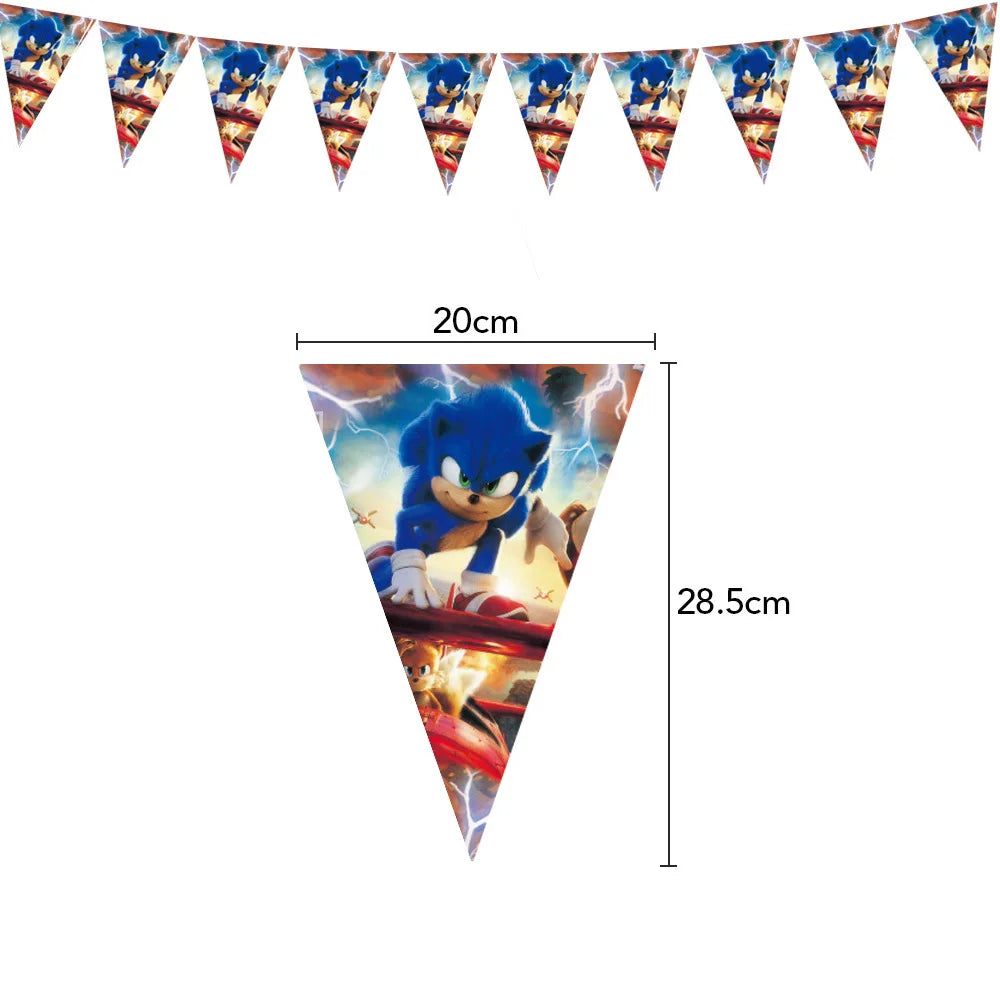 Sonic Birthday Party Decoration Game Hedgehog Balloons  Action Figure Party Paper Plate Towel Cup Tablecloth Toy Kid Gifts