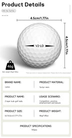 Caiton 100pcs 2-Layer Golf Balls - 332 Dimple, Max Distance, Spin Control, Durable, Precision - For Golf Training & Play