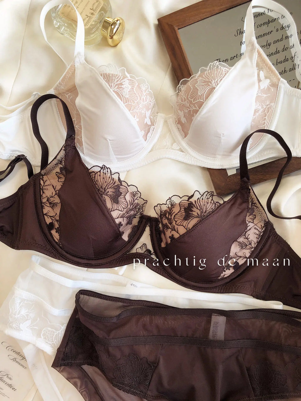 YUQI French Retro Lace Lingerie Set -Push Up Minimizer Bra with Soft Underwire for Large Bust,Sexy Bralette & Panty Set,Hot Sale