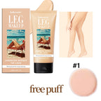 Bronze Leg & Body Makeup Foundation With Powder Puff 100ml Waterproof Long Lasting Even Skin Tone Body Tanning Cream 3 Colors