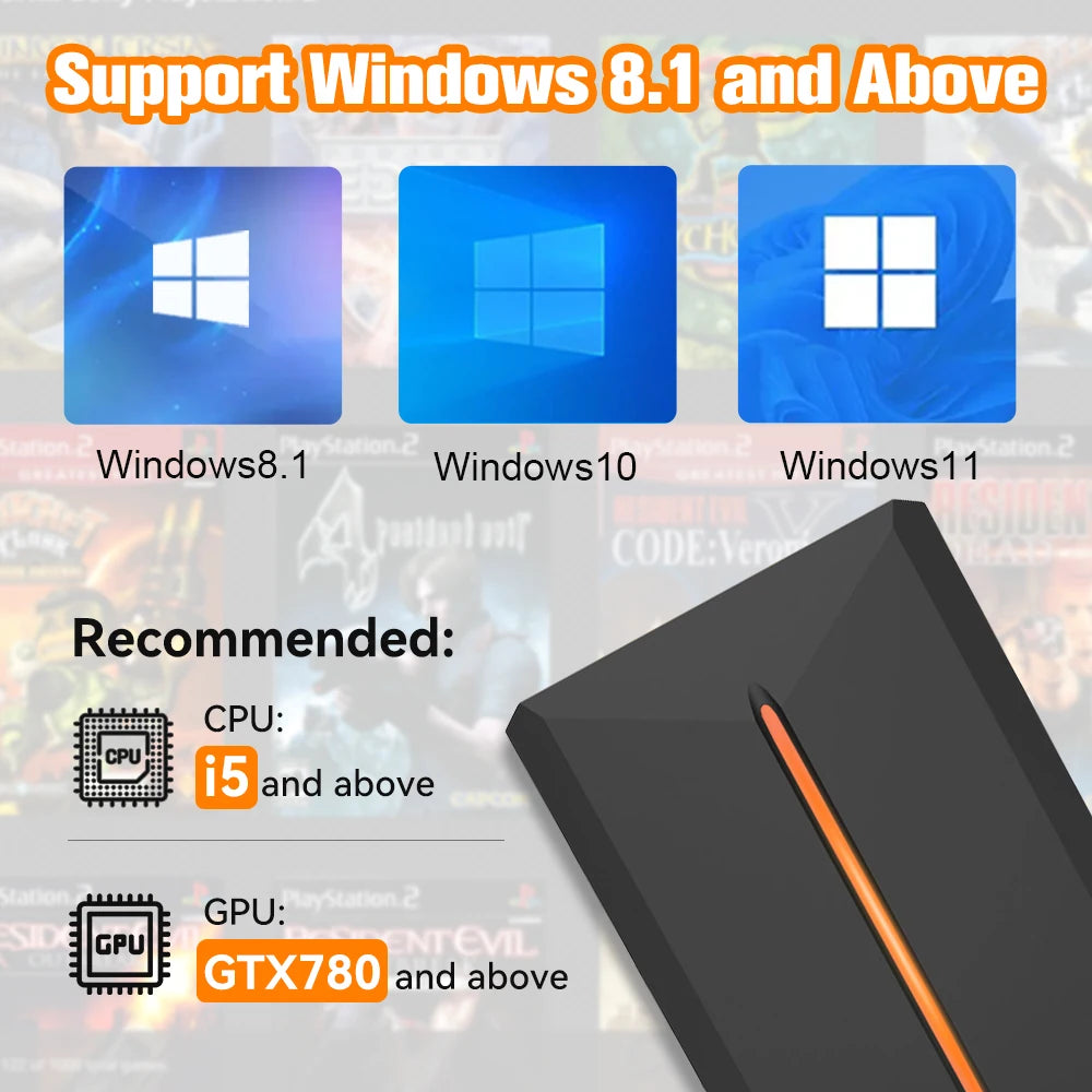 Launchbox 500GB Game Hard Drive Portable Gaming HDD with 3700+PC/3D Games for PS4/PS3/PS2/Wii/WiiU/Switch Game Console for PC