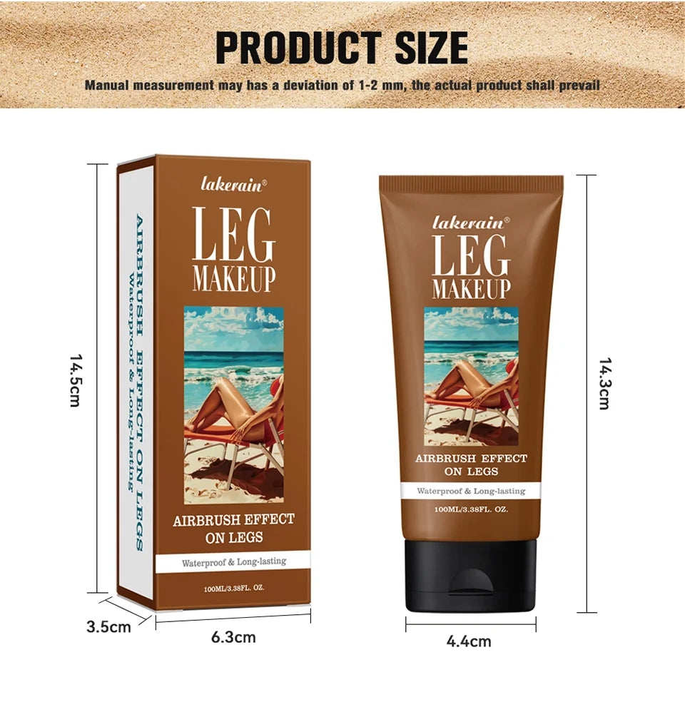 Bronze Leg & Body Makeup Foundation With Powder Puff 100ml Waterproof Long Lasting Even Skin Tone Body Tanning Cream 3 Colors