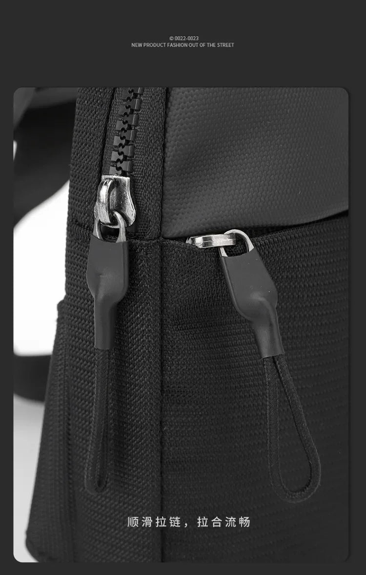 Men Waterproof Sling Chest Pack Fashion Small Black Crossbody Shoulder Zipper Bag Travel Workout Handbag Messanger Bag for Men