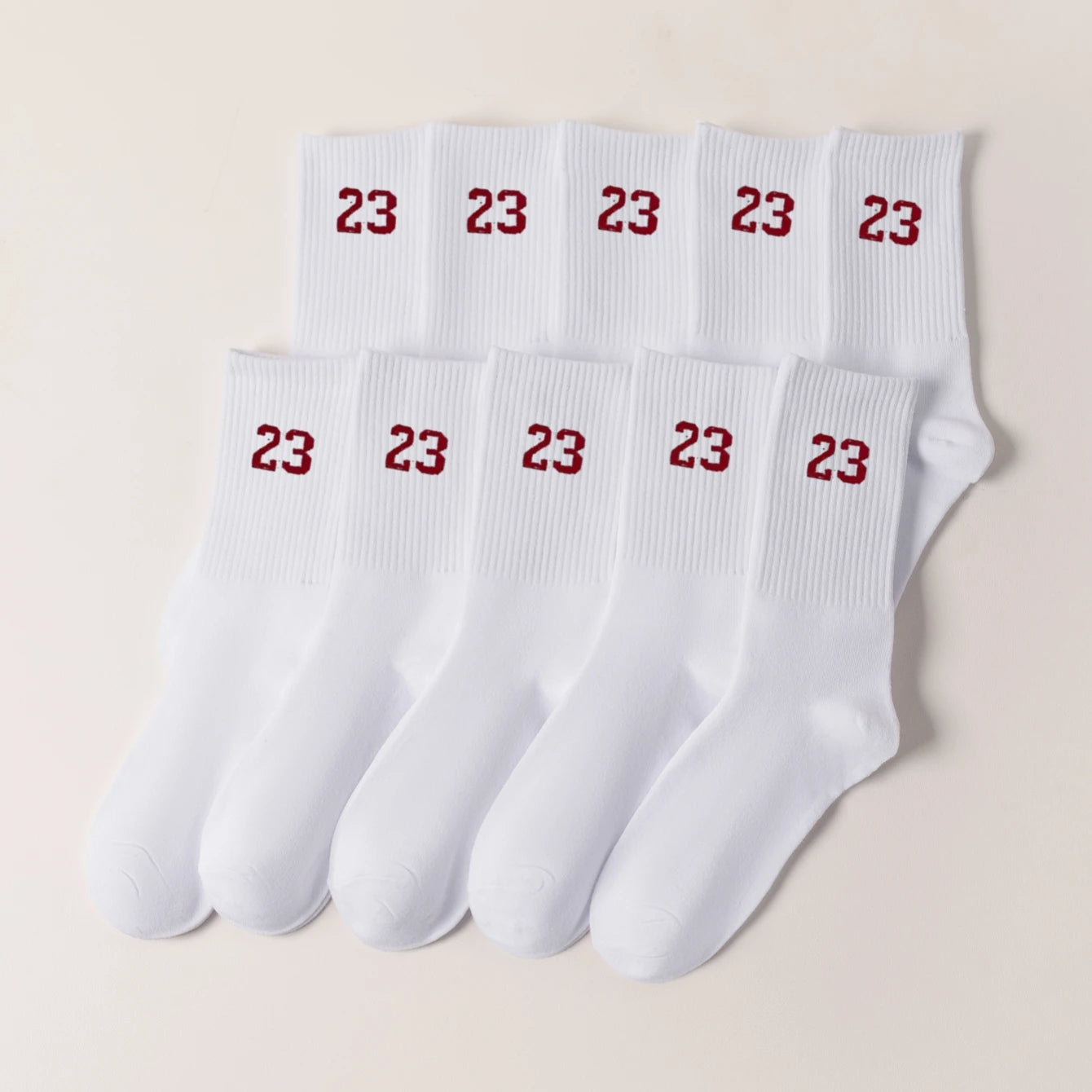 Men's Crew Socks, Classic, Number 23 Design, Comfortable, Breathable, Moisture-Wicking