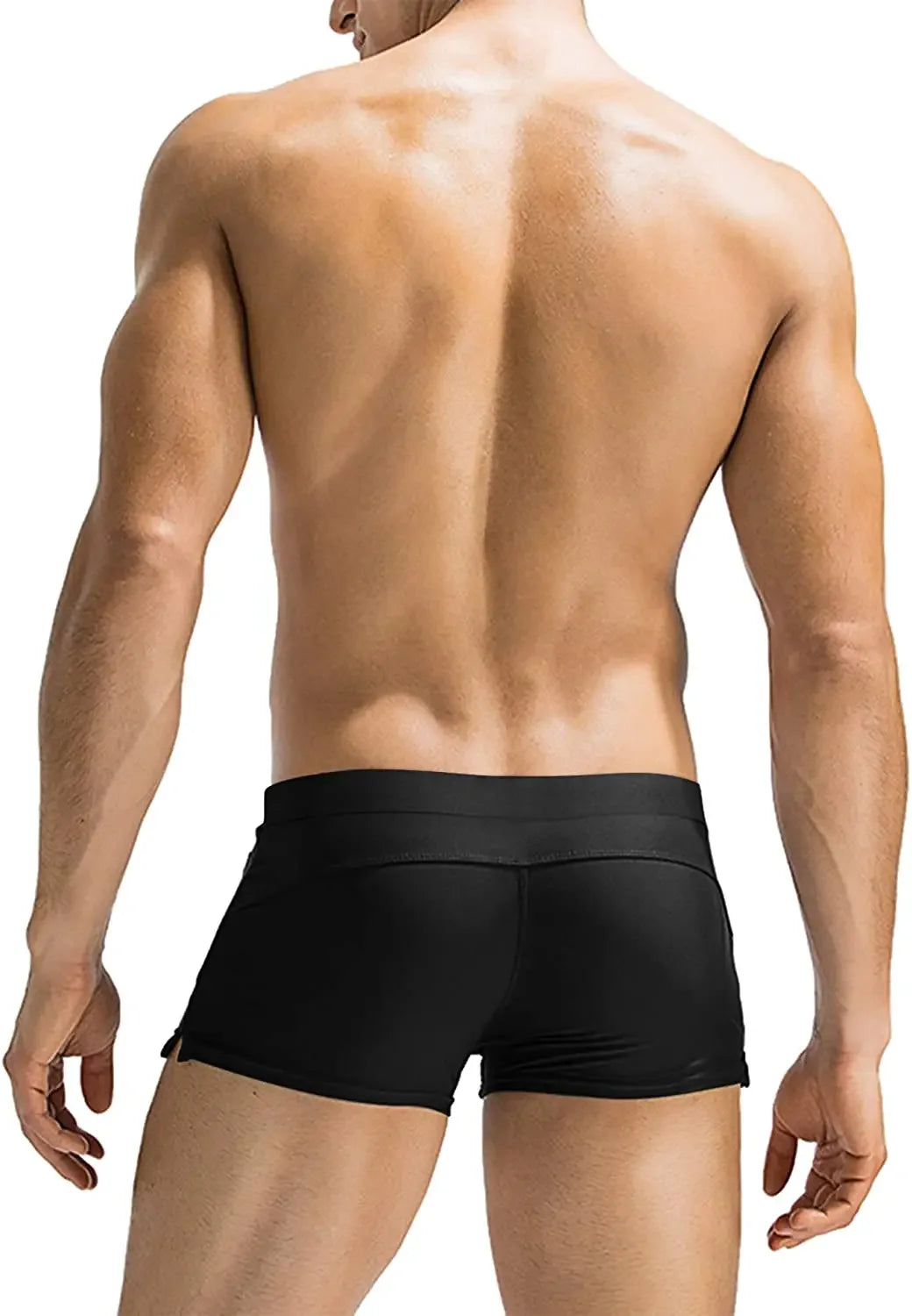 Mens Swim Trunk Swimwear with Zipper Pocket Bathing Suit Swimming Boxer Brief Square Leg Mesh Liner Board Shorts Swimsuits