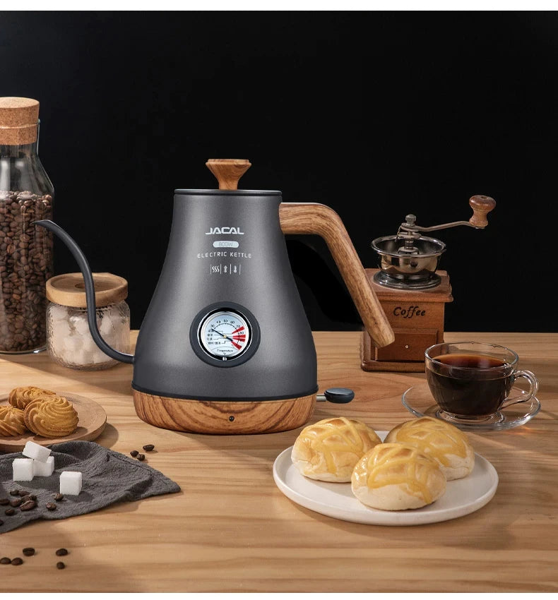 800W Electric Kettle Long Spout Coffee Kettle Tea Pot Hand Brewing Coffee Pot Tea Maker with Temperature Controller 1L