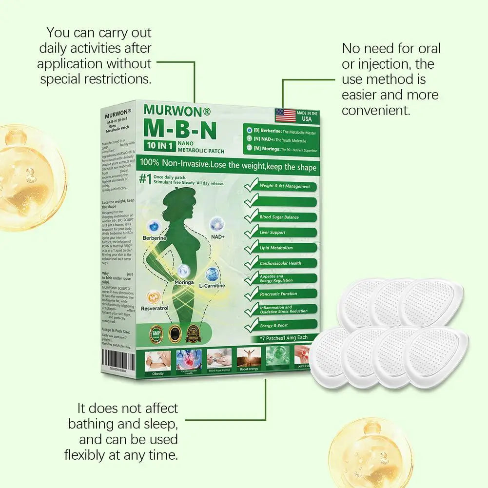 10 In 1 Nano Metabolic Patch Weight Fat Management Blood Sugar Balance Liver Support Lipid Metabolism Cardiovascular Health