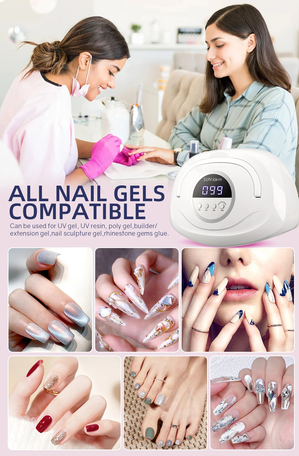 380W UV LED Lamp for Nail  84 LEDs Nail Dryer with Auto Sensor Quick-drying Manicure Lamp for Curing Nail Polish Nail Art Tools