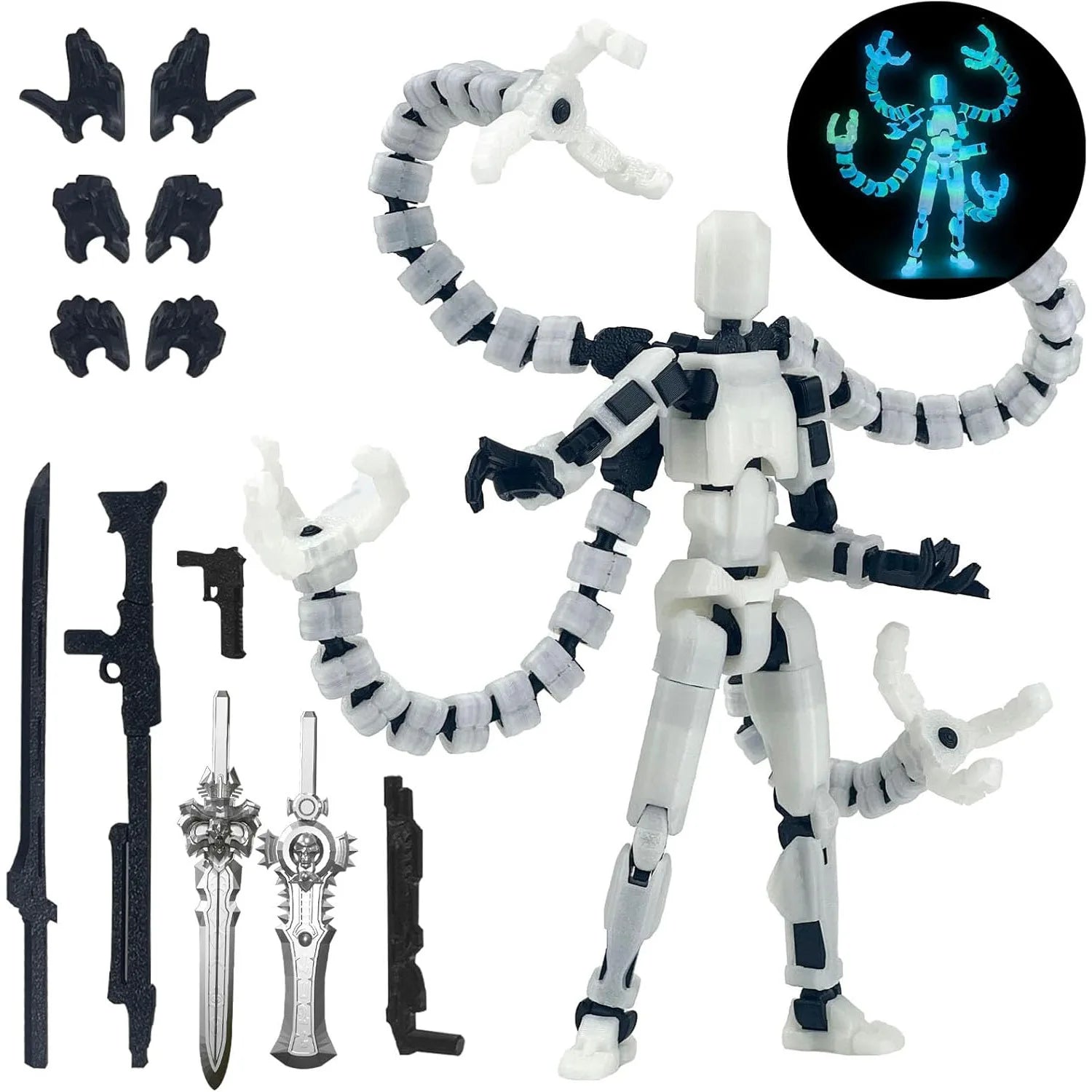 T13 Action Figure 3D Printed Multi-Jointed Movable Titan 13 Lucky Dummy Nova Robot Action Figure Desktop Assembly Completed Gift