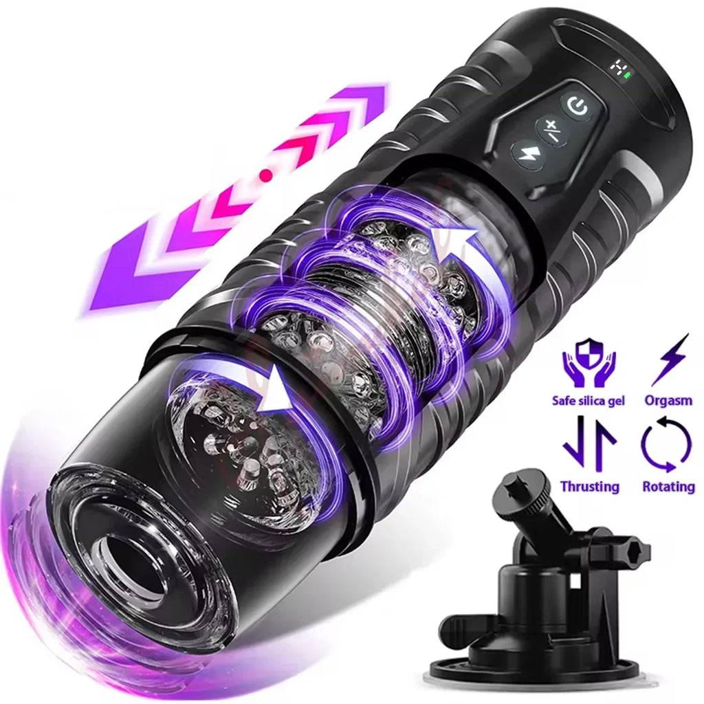 Telescopic Rotation Male Masturbator Cup Vagina 7 Thrusting Masturbation Cup Sex Toys for Men Automatic Piston Mastubator