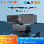 Nuroum 2K QHD Webcam 1440P 30FPS&1080P 60FPS Dual Mode, AI Noise Cancelling Mic,Streaming Camera, USB Plug & Play for PC/Mac