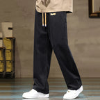 Men Straight Leg Blue Gray Loose Y2K Drawstring Jeans Streetwear Casual Wide Denim Pants Male Baggy Stylish Harajuku Trousers