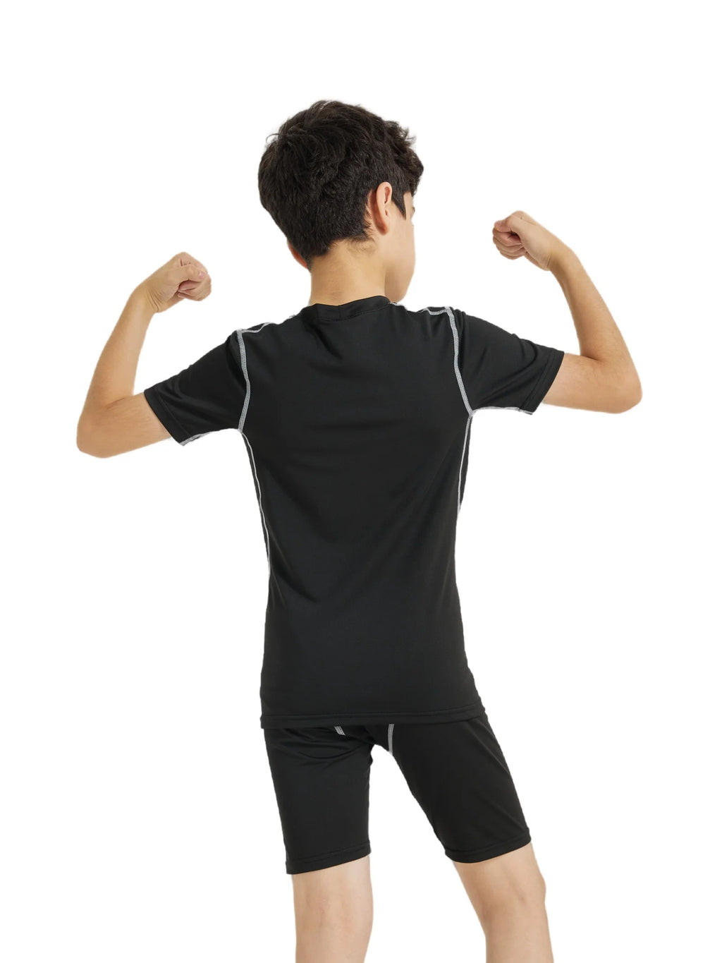 Youth Boys' Compression Sports Set Short Sleeve Athletic Shirts & Shorts Base Layer Set Sports Youth for Kids Football