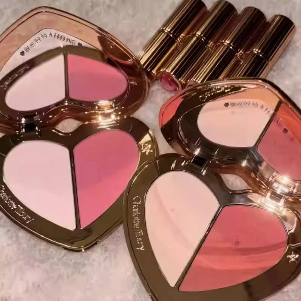 Charlotte Tilbury Lip Gloss Two Color Heart Shape Powder Blusher Highlight Spotlight Brightening Seamless Cosplay Makeup Gifts