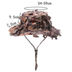 Men's Camouflage Boonie Hats 3D Leaves Camo Tactical Cap Ghillie Caps Hunter Sniper Hats Fishing Sunshade Hunting Accessories