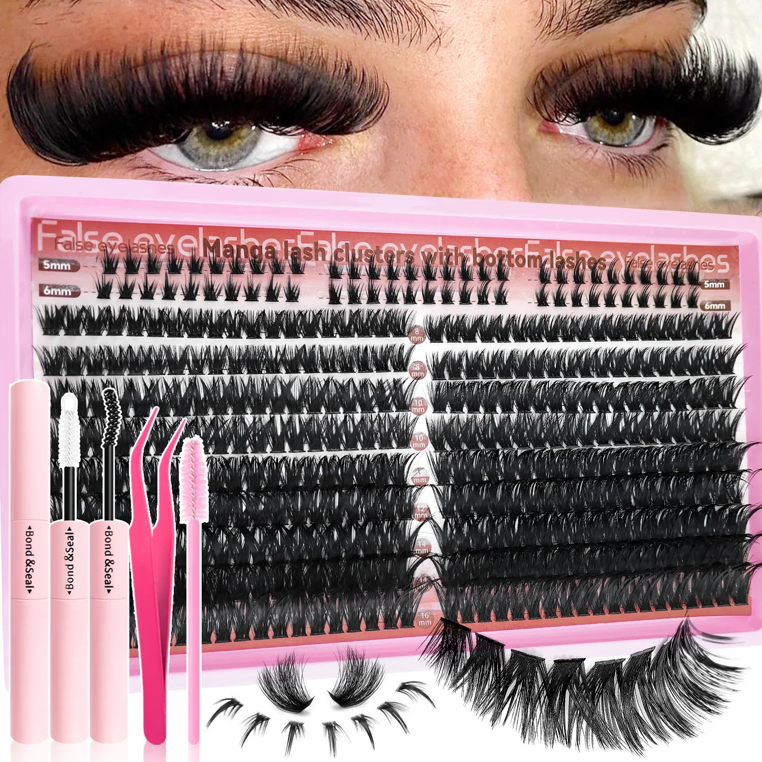 60/402PCS 100D Eyelash Set with Lower Eyelashes Thick & Comfortable for Daily Wear Party Wedding Night Makeup Lash Extensions