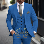 Men's Khaki 3-Piece Suit Classic Peak Lapel Business Formal Wedding Groom Slim Fit Elegant Gentleman Style Fashion Blazer