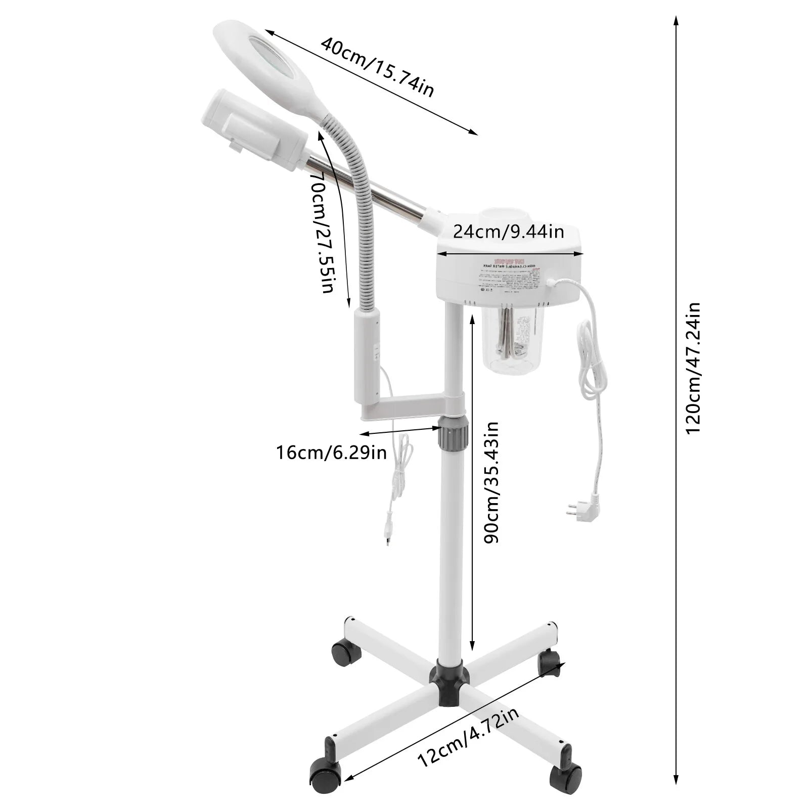 Dampfgerät für Gesicht, 2-in-1-Kombination, Zerstäuber, Ozon, Salon, Spa, Lupe, Luftbefeuchter mit LED-Lupenlampen, für Schönhei