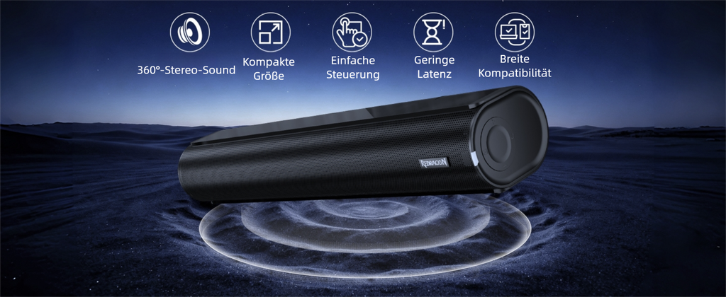 Redragon GS821 Computer Soundbar - Hi-Fi Stereo PC Speaker with BT 5.3, Optical/HDMI ARC/AUX/USB Port, 3 EQ Modes,